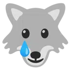 Wolf + lachendes Gesicht mit Träne