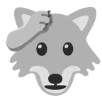 Wolf + salutierendes Gesicht
