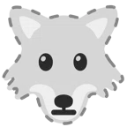 Wolf + gestricheltes Gesicht