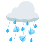pulgar hacia arriba + nube con lluvia