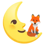 Fuchs + Mondsichel mit Gesicht rechts