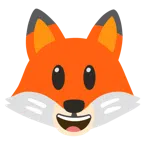 Fuchs + grinsendes Gesicht mit großen Augen
