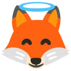 Fuchs + lächelndes Gesicht mit Heiligenschein