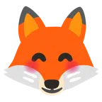 Fuchs + lächelndes Gesicht mit lachenden Augen
