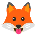 Fuchs + Gesicht mit herausgestreckter Zunge