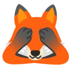 Fuchs + sich die Augen zuhaltendes Affengesicht