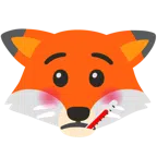 Fuchs + Gesicht mit Fieberthermometer