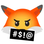 Fuchs + Gesicht mit Symbolen über dem Mund