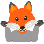 Fuchs + schulterzuckende Person