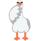 gęś + twarz z ręką na ustach