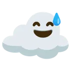 cara sonriendo con sudor frío + nube