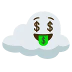 Gesicht mit Dollarzeichen + Wolke