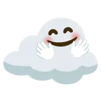 smiling face with open hands + cloud