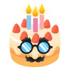 cara disfrazada + tarta de cumpleaños