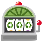 slot machine + simbolo del riciclaggio