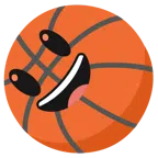 palla da pallacanestro + faccina con sorriso e occhi spalancati