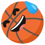 palla da pallacanestro + faccina con sorriso e goccia di sudore
