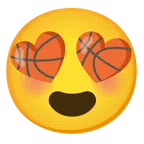 palla da pallacanestro + faccina con sorriso e occhi a cuore