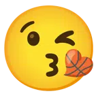 palla da pallacanestro + faccina che manda un bacio
