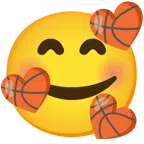 palla da pallacanestro + faccina con cuoricini