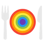 Regenbogen + Teller mit Messer und Gabel