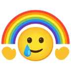 Regenbogen + lachendes Gesicht mit Träne