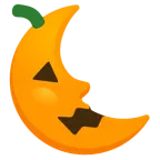 Mondsichel mit Gesicht rechts + Halloweenkürbis