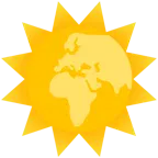 Sonne mit Gesicht + Globus mit Europa und Afrika