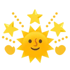 Sonne mit Gesicht + funkelnder Stern