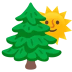 Sonne mit Gesicht + Nadelbaum