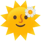Sonne mit Gesicht + gelbe Blüte