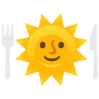 Sonne mit Gesicht + Teller mit Messer und Gabel