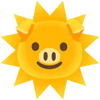 Sonne mit Gesicht + Schweinegesicht
