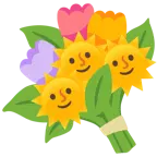 Sonne mit Gesicht + Blumenstrauß