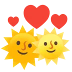 Sonne mit Gesicht + kreisende Herzen