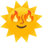 Sonne mit Gesicht + Feuer