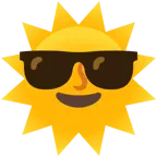 Sonne mit Gesicht + lächelndes Gesicht mit Sonnenbrille
