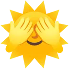 Sonne mit Gesicht + sich die Augen zuhaltendes Affengesicht