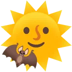 Sonne mit Gesicht + Fledermaus