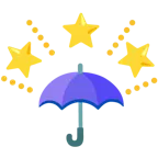 funkelnder Stern + Regenschirm