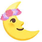 tulipán + luna de cuarto menguante con cara