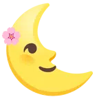 Kirschblüte + Mondsichel mit Gesicht rechts