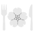 Kirschblüte + Teller mit Messer und Gabel