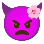 Kirschblüte + wütendes Gesicht mit Hörnern