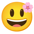 Kirschblüte + grinsendes Gesicht mit großen Augen