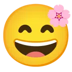 Kirschblüte + grinsendes Gesicht mit lachenden Augen
