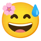 Kirschblüte + grinsendes Gesicht mit Schweißtropfen