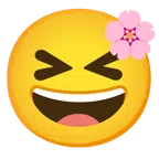 Kirschblüte + Grinsegesicht mit zugekniffenen Augen