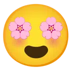Kirschblüte + lächelndes Gesicht mit herzförmigen Augen