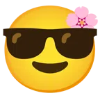 Kirschblüte + lächelndes Gesicht mit Sonnenbrille
